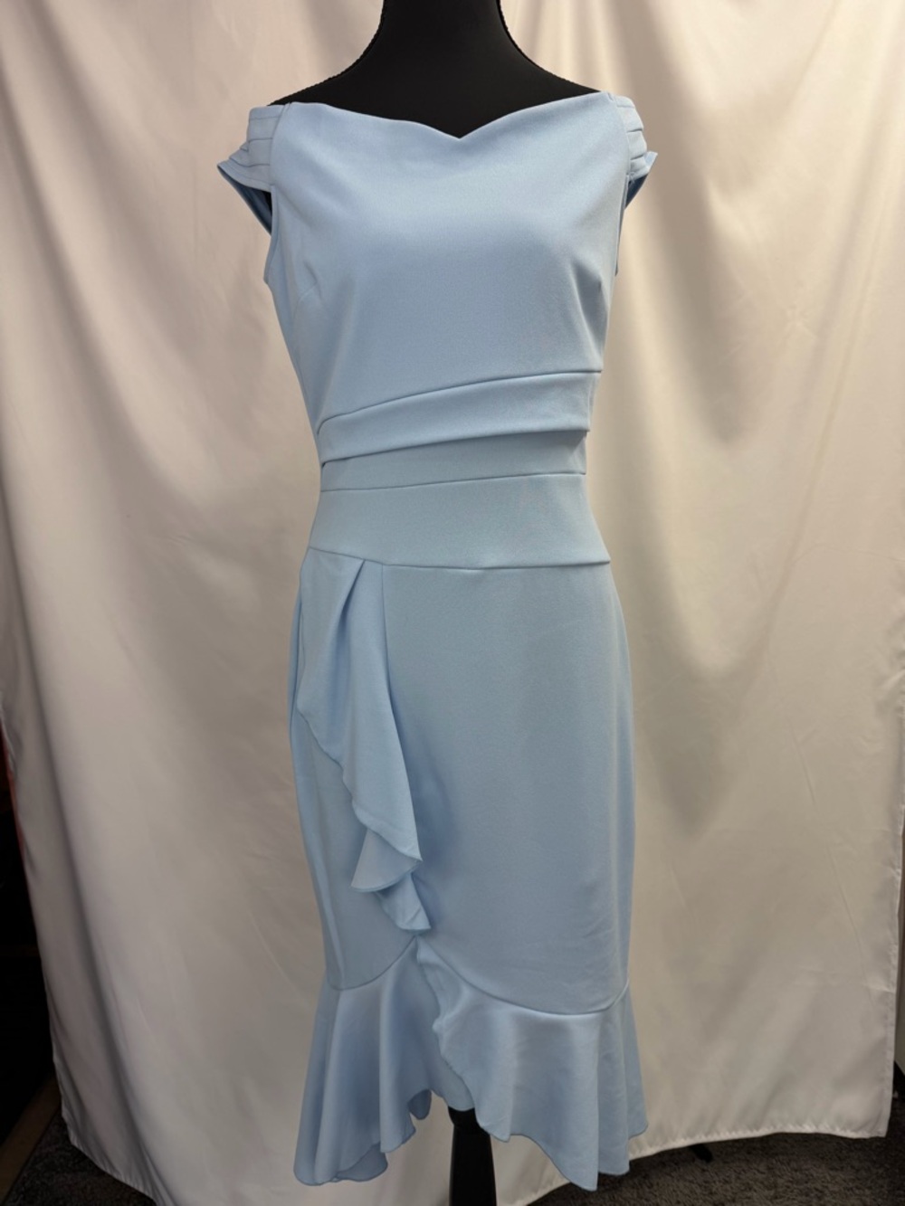 Mid-Length sexy Pastel Blue Ruffle Detail Dress size M